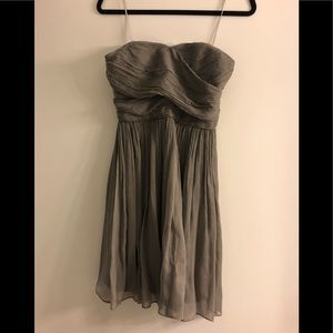 Grey strapless silk J. Crew dress